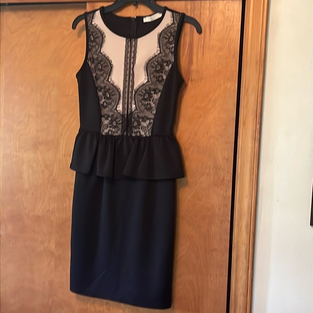 Women's Malloy Short Sleeve Sheath Dress with Lace Bodice Detail